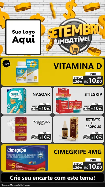Modelo de TV para TV Vertical com o tema Setembro Imbatível para Farmácia