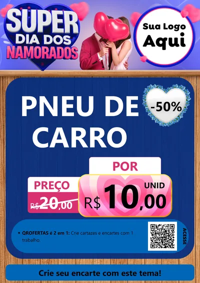 Modelo de Cartaz para Cartaz A4 Vertical com o tema Super Dia dos Namorados para Auto peças
