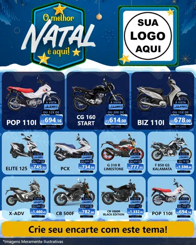 Modelo de Rede Social para Feed Instagram com o tema O Melhor Natal É Aqui! para Concessionaria de Motos