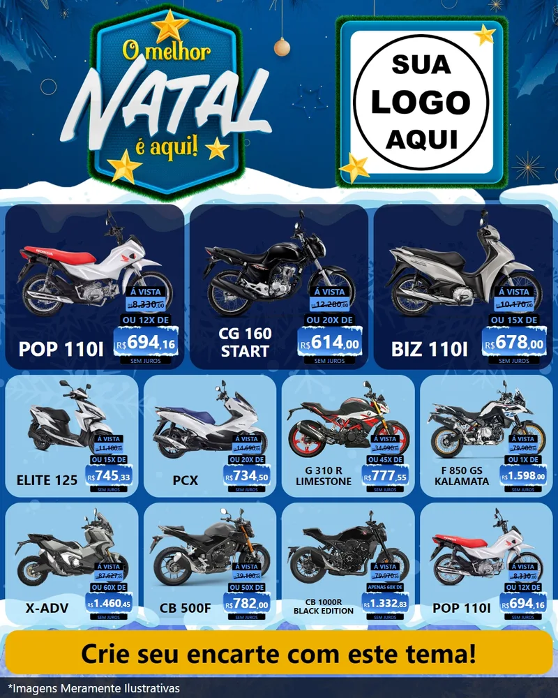 Modelo de Rede Social para Feed Instagram com o tema O Melhor Natal É Aqui! para Concessionaria de Motos