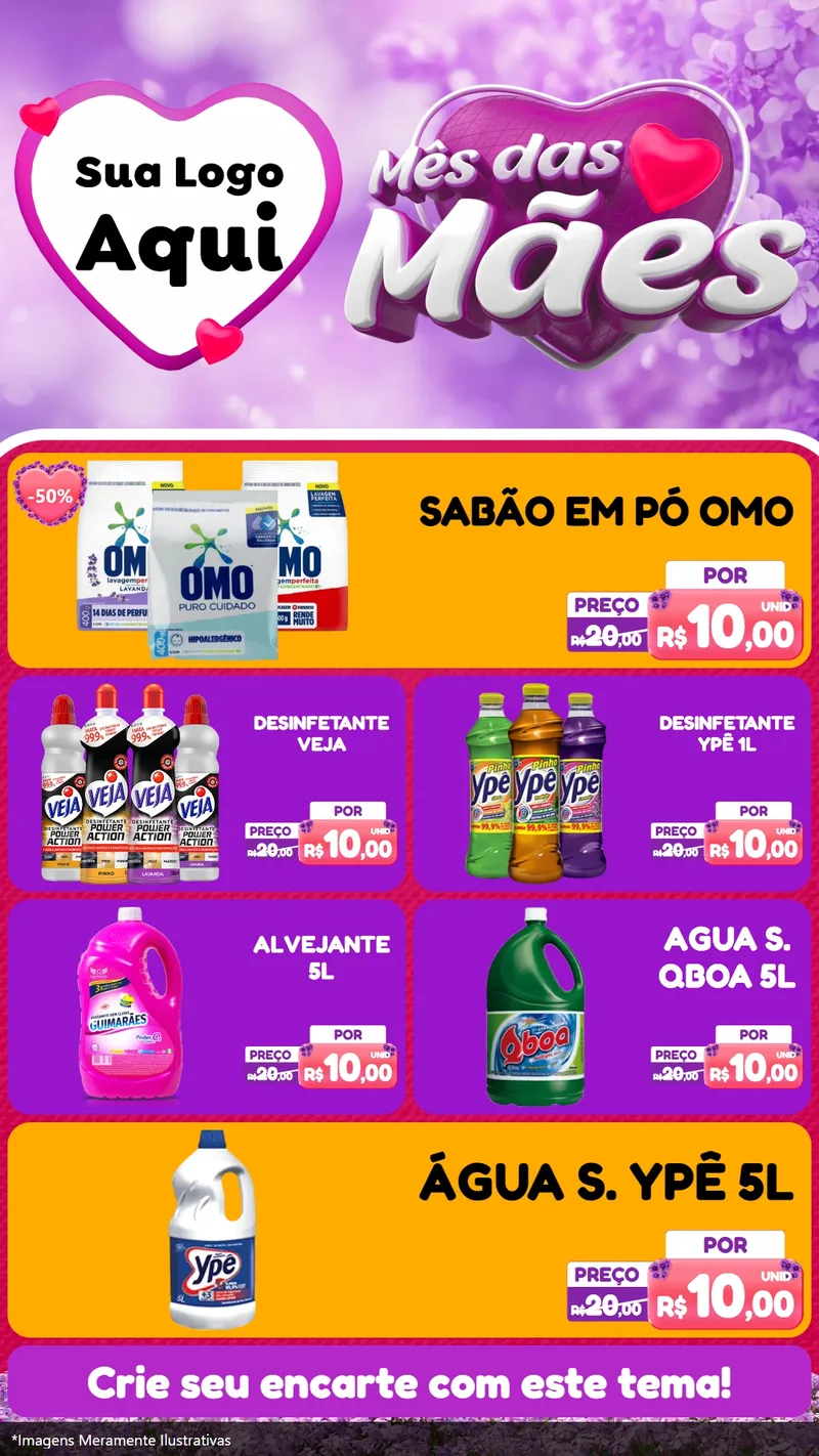 Modelo de TV para TV Vertical com o tema Mês das Mães para Produtos de Limpeza