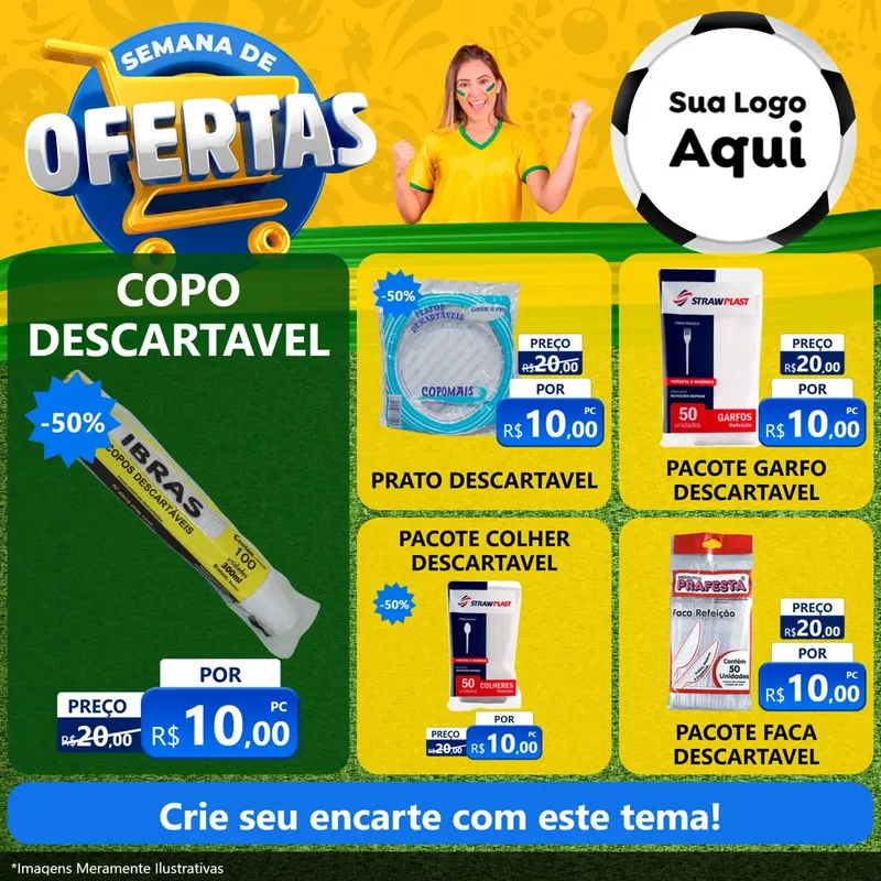 Modelo de Rede Social para Feed Facebook com o tema Semana de Ofertas - Copa para Embalagens