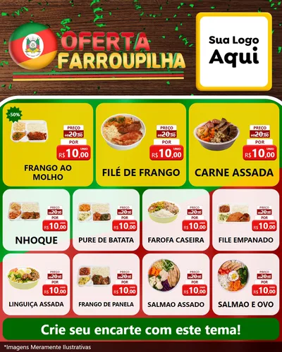 Modelo de Rede Social para Feed Instagram com o tema Oferta Farroupilha para Restaurante