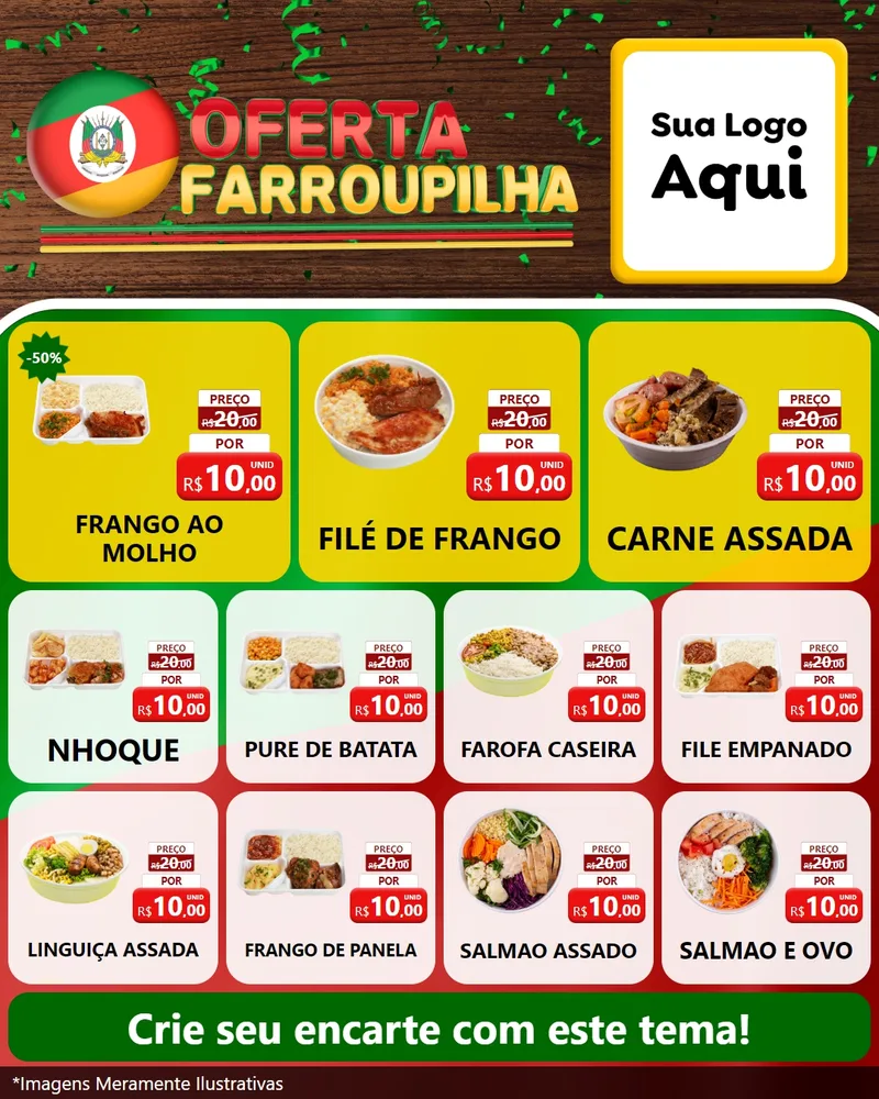 Modelo de Rede Social para Feed Instagram com o tema Oferta Farroupilha para Restaurante