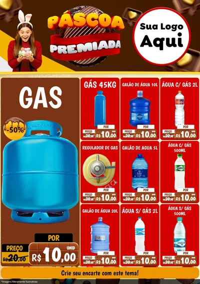 Modelo de Encarte para Encarte A4 Vertical com o tema Páscoa Premiada para Água e gás
