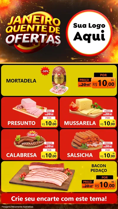 Modelo de TV para TV Vertical com o tema Janeiro Quente de Ofertas para Frios e Laticínios
