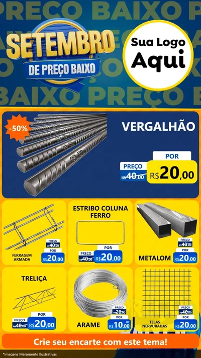 Modelo de Rede Social para Stories com o tema Setembro De Preço Baixo para Ferragens