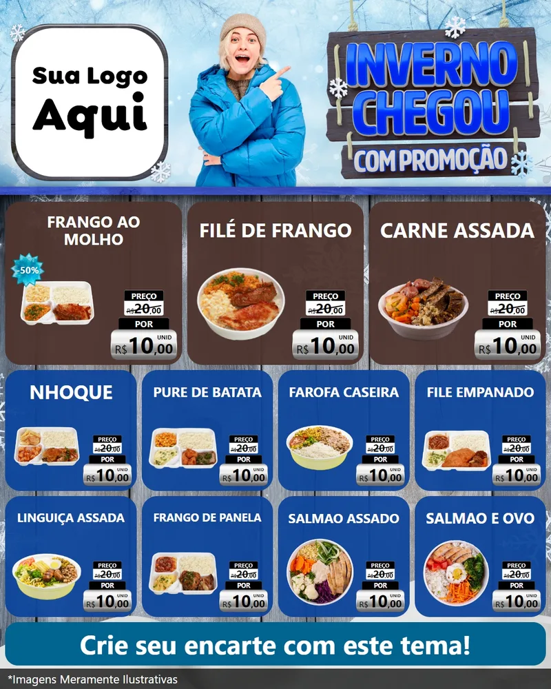 Modelo de Rede Social para Feed Instagram com o tema Inverno Chegou Com Promoção para Restaurante