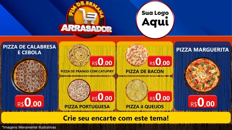Modelo de TV para TV Horizontal com o tema Fim De Semana Arrasador para Pizzaria