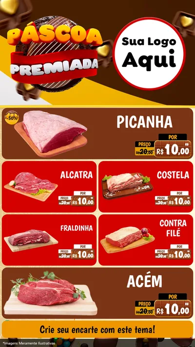 Modelo de TV para TV Vertical com o tema Páscoa Premiada para Açougue