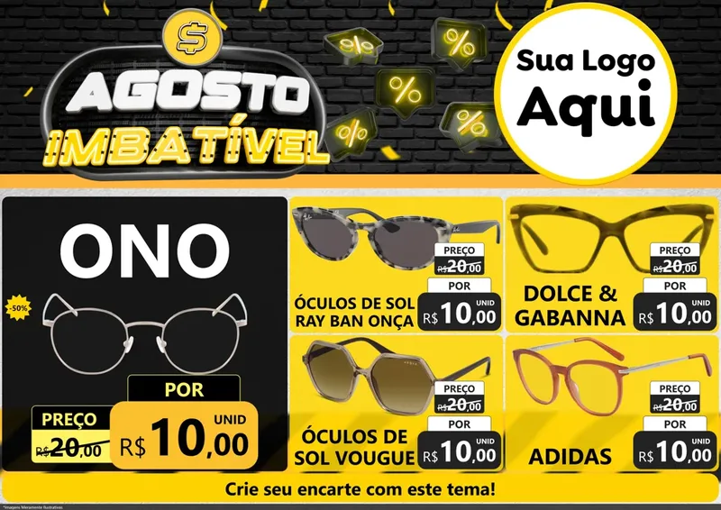 Modelo de Encarte para Encarte A4 Horizontal com o tema Agosto Imbatível para Óticas