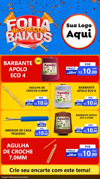 Modelo de TV para TV Vertical com o tema Folia de Preços Baixos para Armarinho e Aviamentos