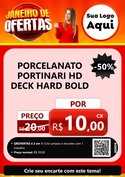 Modelo de Cartaz para Cartaz A4 Vertical com o tema Janeiro de Ofertas para Pisos e revestimentos
