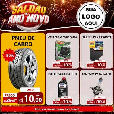 Modelo de Rede Social para Feed Facebook com o tema Saldão de Ano Novo para Auto peças