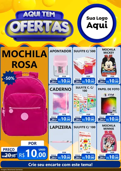 Modelo de Encarte para Encarte A4 Vertical com o tema Aqui Tem Ofertas para Papelaria