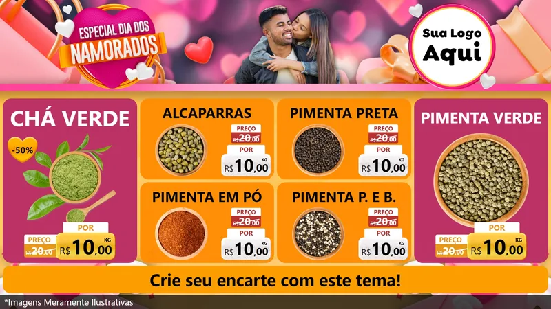 Modelo de TV para TV Horizontal com o tema Especial Dia dos Namorados para Produtos Naturais