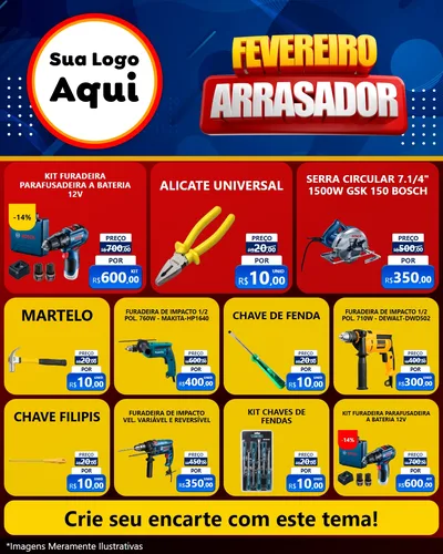 Modelo de Rede Social para Feed Instagram com o tema Fevereiro Arrasador para Maquinas e Ferramentas