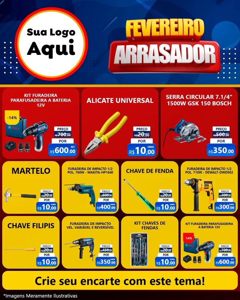 Modelo de Rede Social para Feed Instagram com o tema Fevereiro Arrasador para Maquinas e Ferramentas