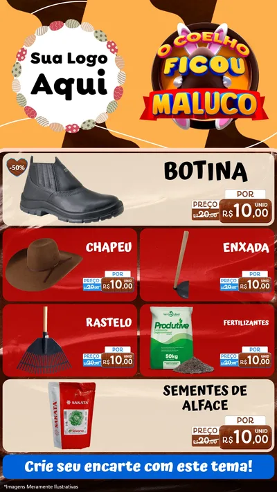 Modelo de TV para TV Vertical com o tema O Coelho Ficou Maluco - Páscoa para Agropecuária