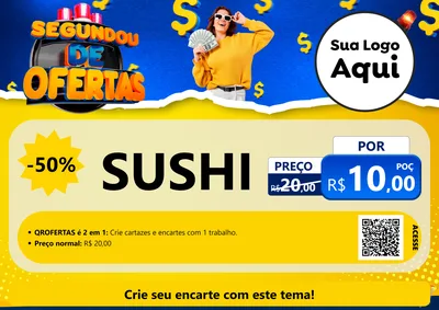 Modelo de Cartaz para Cartaz A4 Horizontal com o tema Segundou de Ofertas para Comida japonesa