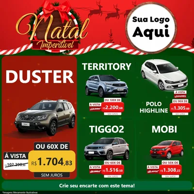 Modelo de Rede Social para Feed Facebook com o tema Natal Imperdível para Concessionaria de Carros