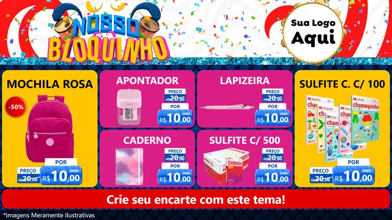 Modelo de TV para TV Horizontal com o tema Nosso Bloquinho para Papelaria