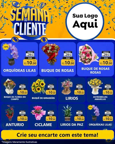 Modelo de Rede Social para Feed Instagram com o tema Semana do Cliente para Floricultura e jardim