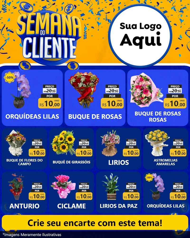 Modelo de Rede Social para Feed Instagram com o tema Semana do Cliente para Floricultura e jardim