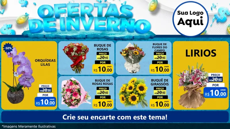 Modelo de TV para TV Horizontal com o tema Ofertas de Inverno para Floricultura e jardim