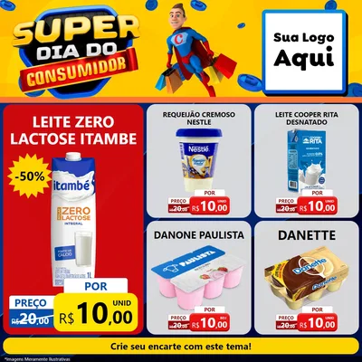 Modelo de Rede Social para Feed Facebook com o tema Super Dia do Consumidor para Frios e Laticínios