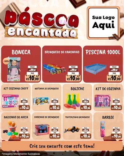 Modelo de Rede Social para Feed Instagram com o tema Páscoa Encantada para Brinquedos