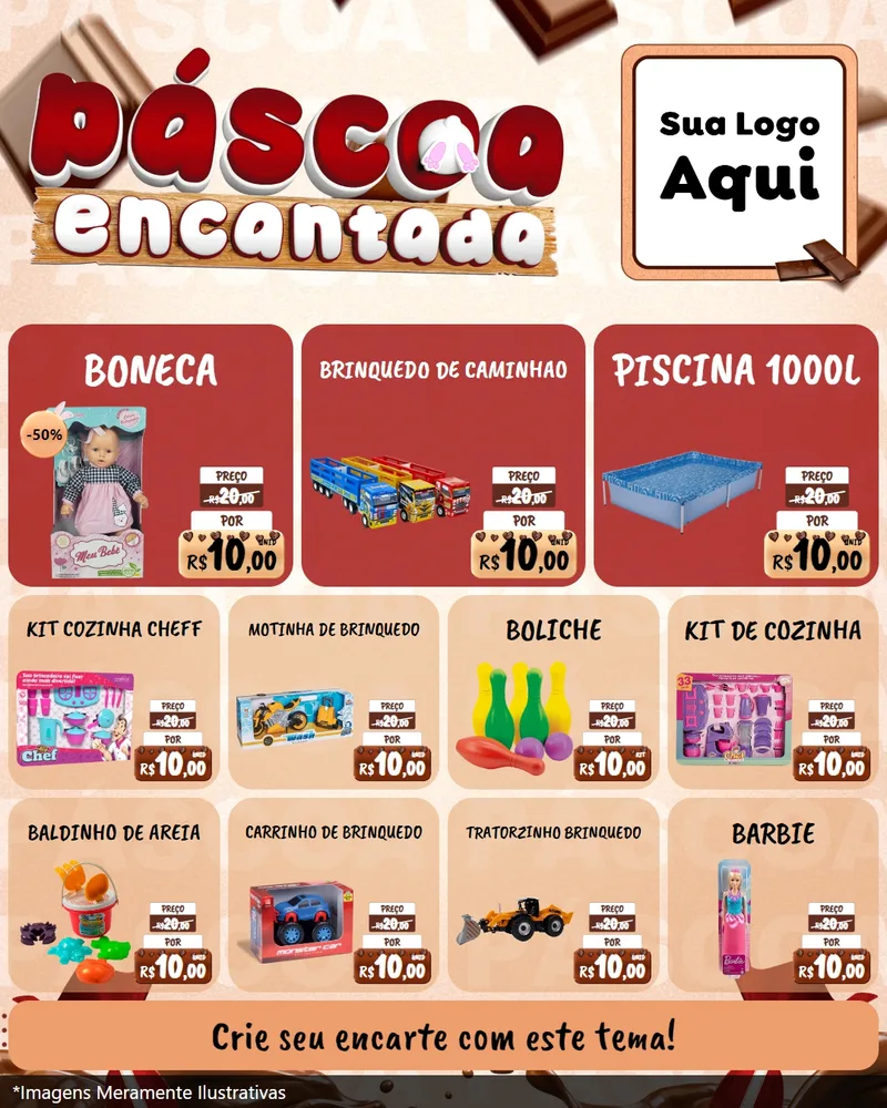 Modelo de Rede Social para Feed Instagram com o tema Páscoa Encantada para Brinquedos