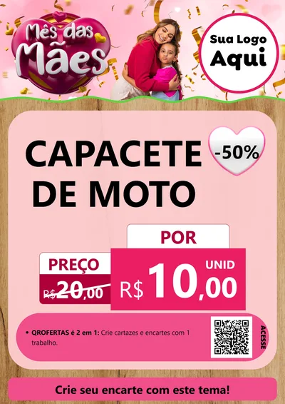Modelo de Cartaz para Cartaz A4 Vertical com o tema Mês das Mães para Moto peças