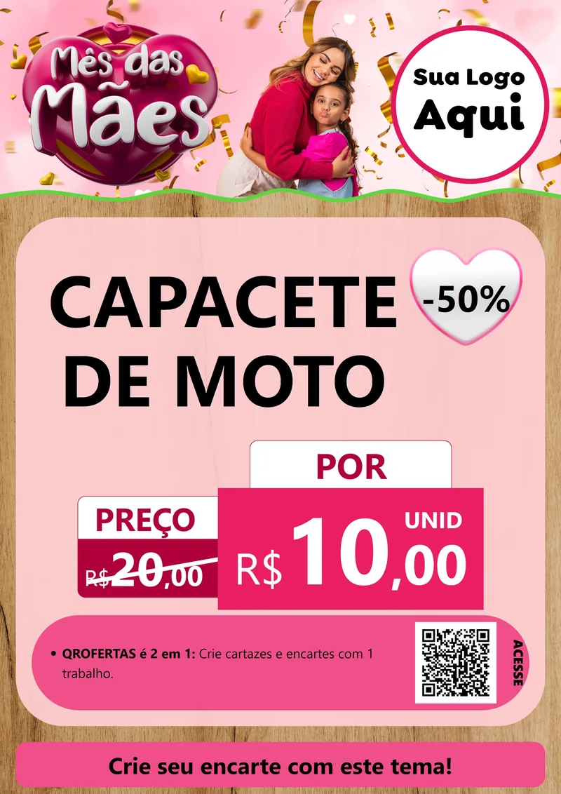 Modelo de Cartaz para Cartaz A4 Vertical com o tema Mês das Mães para Moto peças