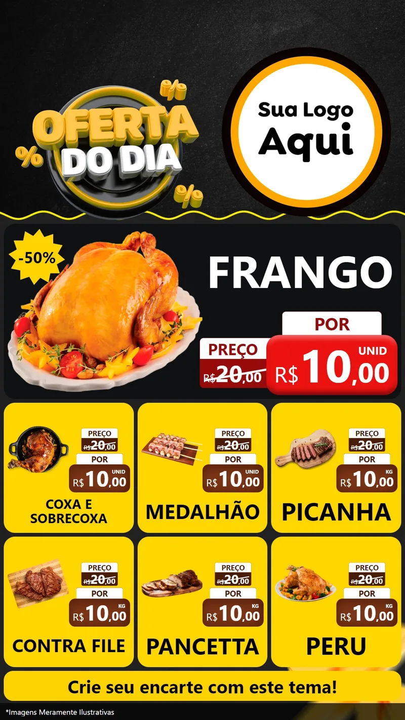 Modelo de Rede Social para Stories com o tema Oferta Do Dia para Assados