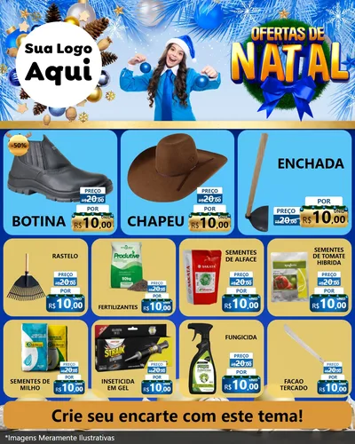 Modelo de Rede Social para Feed Instagram com o tema Ofertas de Natal para Agropecuária
