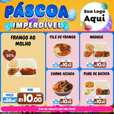 Modelo de Rede Social para Feed Facebook com o tema Páscoa Imperdível para Restaurante