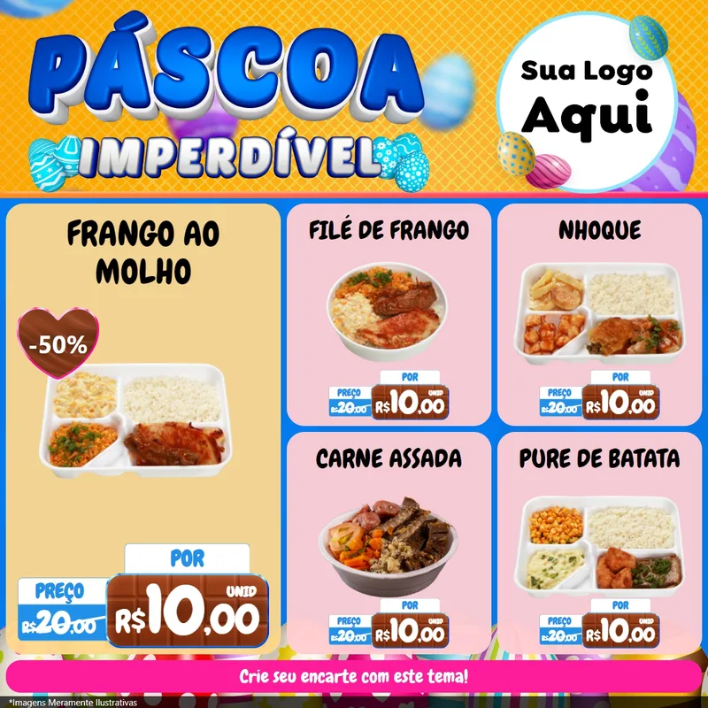Modelo de Rede Social para Feed Facebook com o tema Páscoa Imperdível para Restaurante