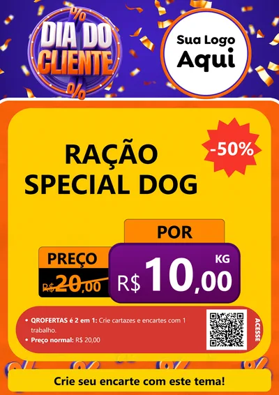 Modelo de Cartaz para Cartaz A4 Vertical com o tema Dia do Cliente para Pet Shop