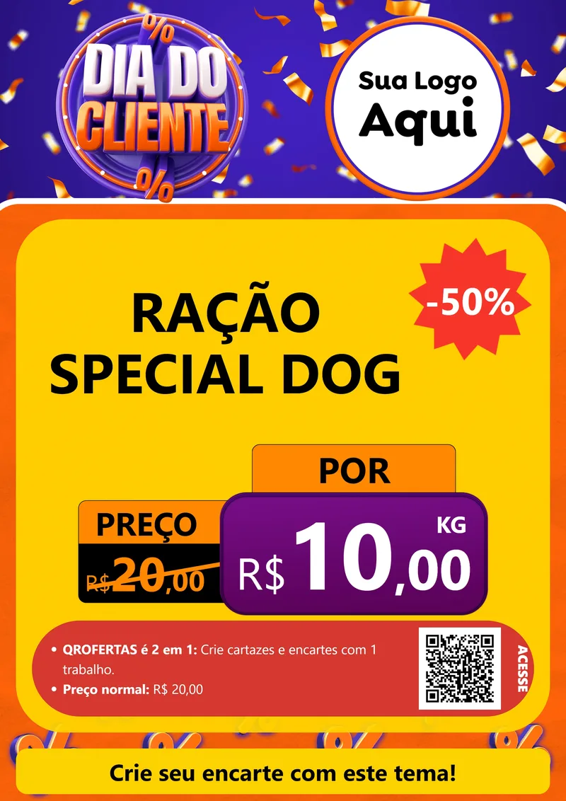 Modelo de Cartaz para Cartaz A4 Vertical com o tema Dia do Cliente para Pet Shop