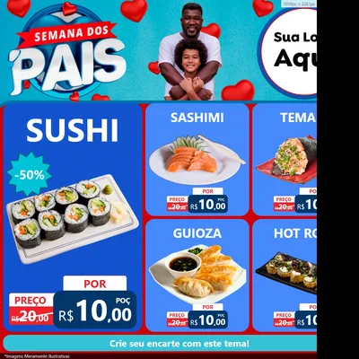 Modelo de Rede Social para Feed Facebook com o tema Semana Dos Pais para Comida japonesa