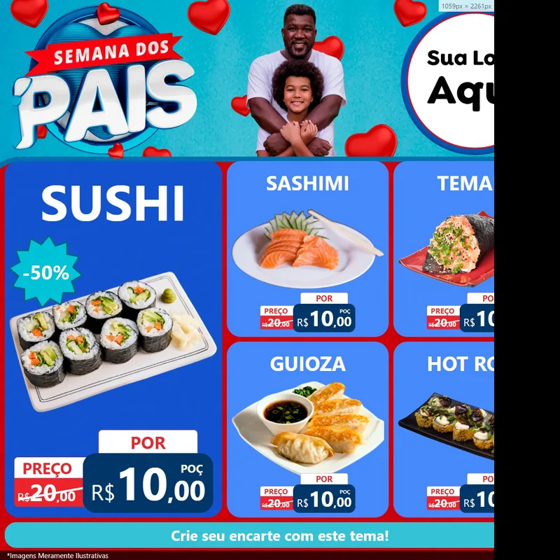 Modelo de Rede Social para Feed Facebook com o tema Semana Dos Pais para Comida japonesa