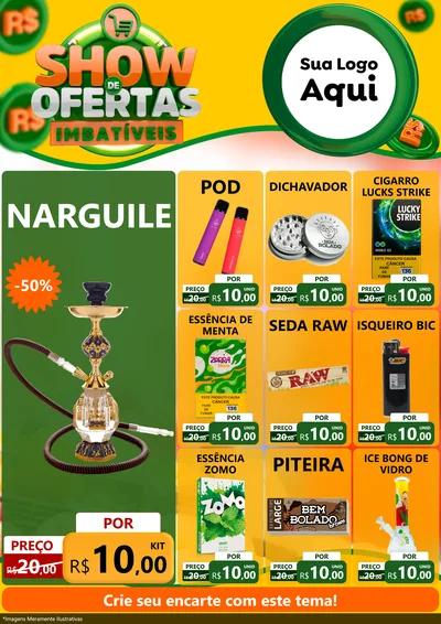Modelo de Encarte para Encarte A4 Vertical com o tema Show de Ofertas Imbatíveis para Tabacaria