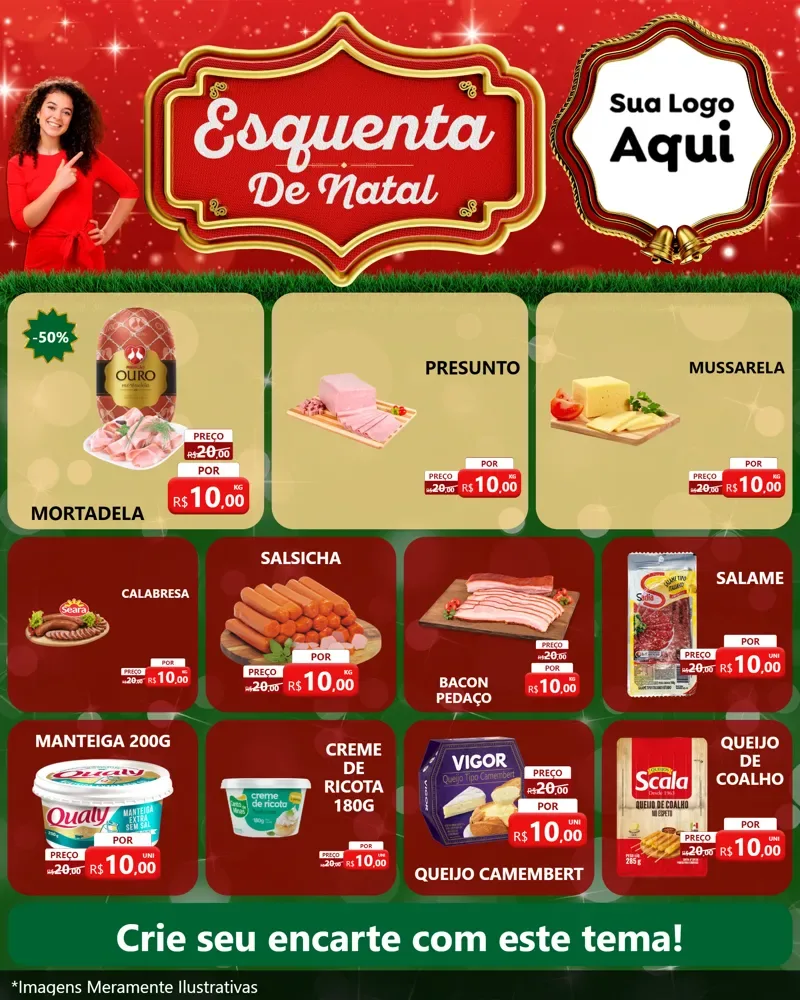Modelo de Rede Social para Feed Instagram com o tema Esquenta de Natal para Frios e Laticínios