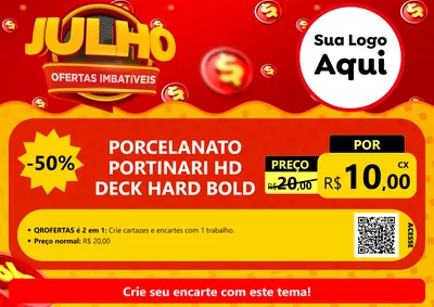 Modelo de Cartaz para Cartaz A4 Horizontal com o tema Julho Ofertas Imbatíveis para Pisos e revestimentos