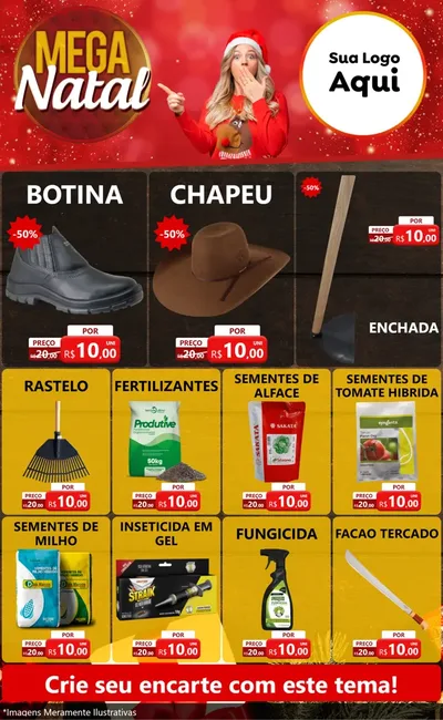 Modelo de Encarte para Encarte Grande com o tema Mega Natal para Agropecuária