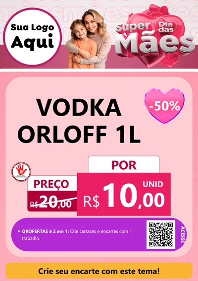 Modelo de Cartaz para Cartaz A4 Vertical com o tema Super Dia Das Mães para Distribuidora de bebidas