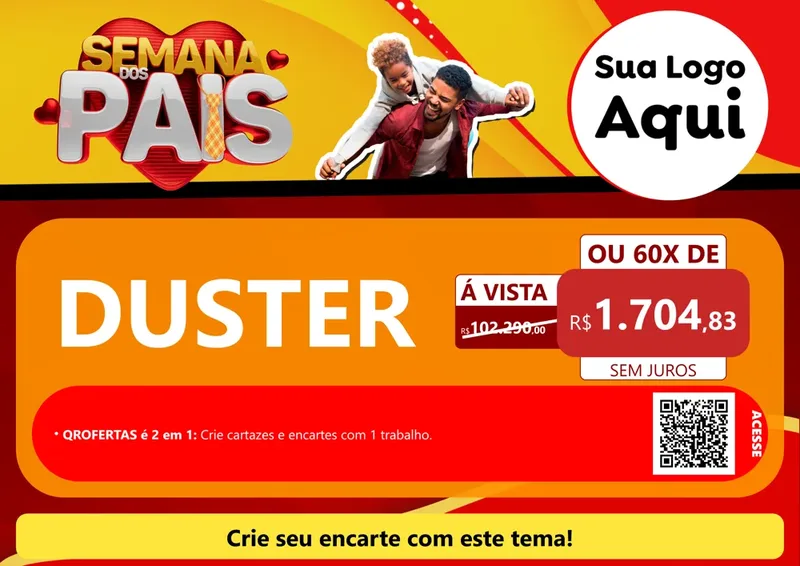 Modelo de Cartaz para Cartaz A4 Horizontal com o tema Semana Dos Pais para Concessionaria de Carros