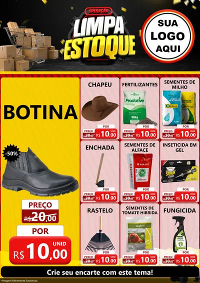Modelo de Encarte para Encarte A4 Vertical com o tema Operação Limpa Estoque para Agropecuária