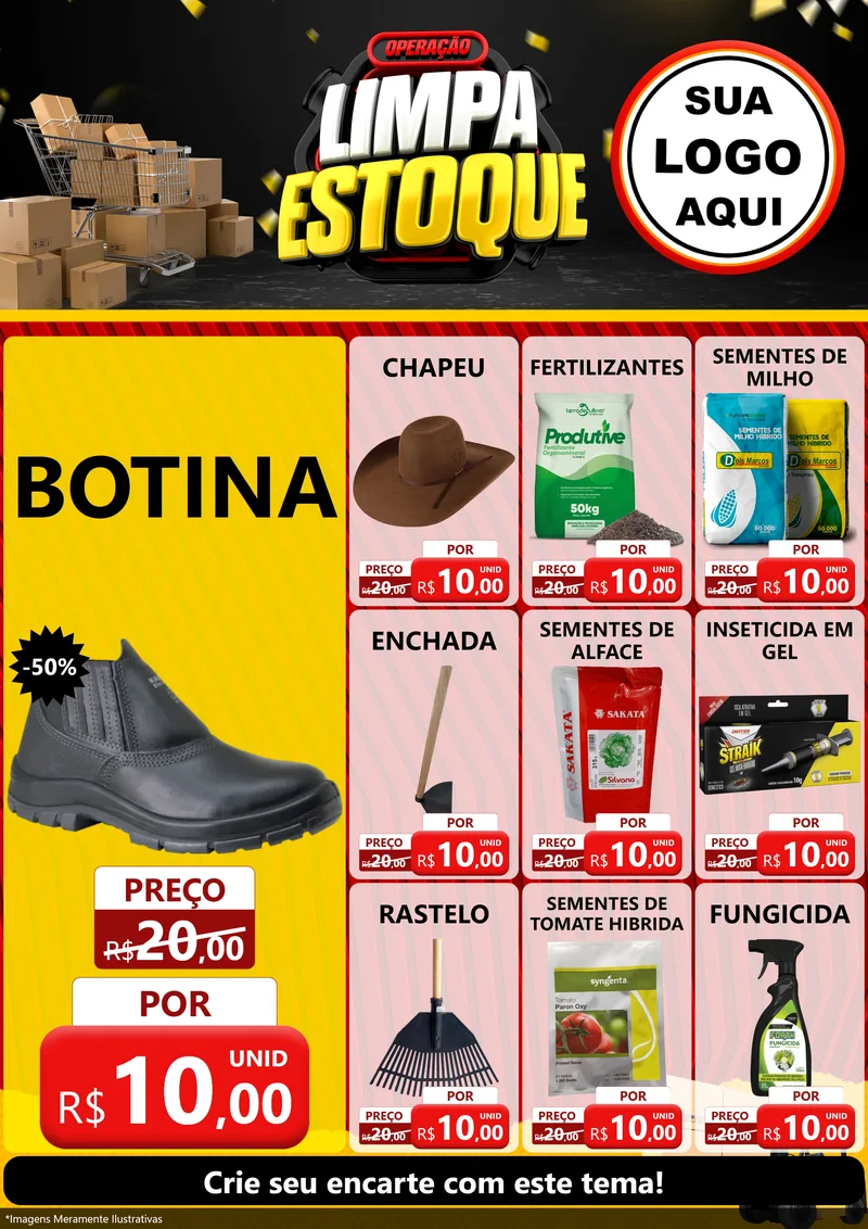 Modelo de Encarte para Encarte A4 Vertical com o tema Operação Limpa Estoque para Agropecuária